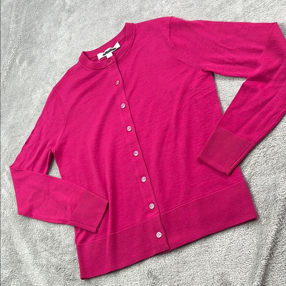 Brooks Brothers XS 100% Merino Wool SOFT Women's Pink Cardigan Sweater (FLAW)